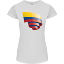 Curled Columbia Flag Columbian Day Football Womens Petite Cut T-Shirt White
