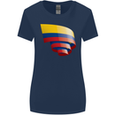 Curled Columbia Flag Columbian Day Football Womens Wider Cut T-Shirt Navy Blue