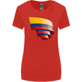 Curled Columbia Flag Columbian Day Football Womens Wider Cut T-Shirt Red