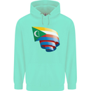 Curled Comoros Flag Comorian Day Football Childrens Kids Hoodie Peppermint