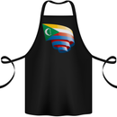 Curled Comoros Flag Comorian Day Football Cotton Apron 100% Organic Black