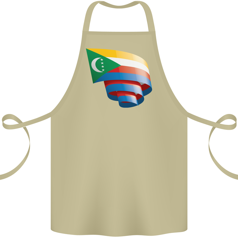 Curled Comoros Flag Comorian Day Football Cotton Apron 100% Organic Khaki