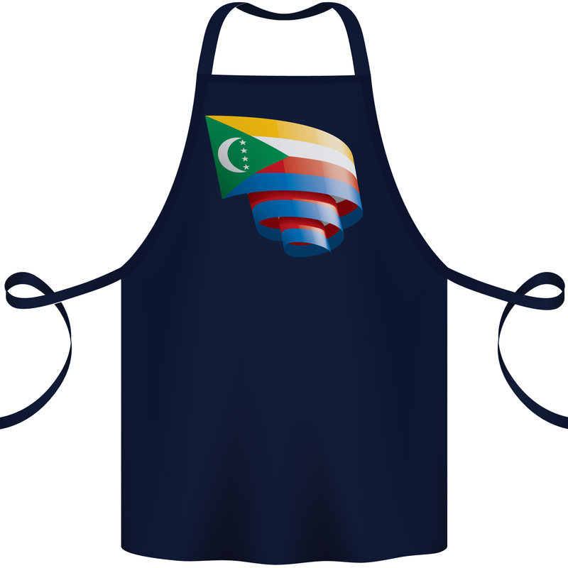 Curled Comoros Flag Comorian Day Football Cotton Apron 100% Organic Navy Blue