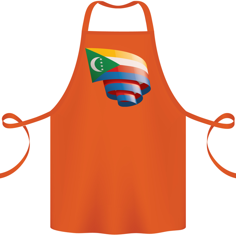Curled Comoros Flag Comorian Day Football Cotton Apron 100% Organic Orange