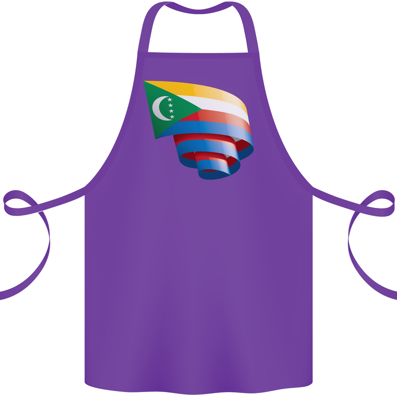 Curled Comoros Flag Comorian Day Football Cotton Apron 100% Organic Purple