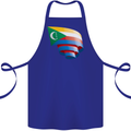 Curled Comoros Flag Comorian Day Football Cotton Apron 100% Organic Royal Blue