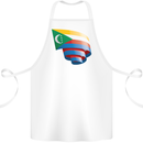 Curled Comoros Flag Comorian Day Football Cotton Apron 100% Organic White