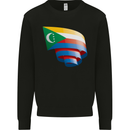 Curled Comoros Flag Comorian Day Football Kids Sweatshirt Jumper Black
