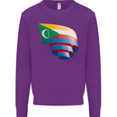 Curled Comoros Flag Comorian Day Football Kids Sweatshirt Jumper Purple