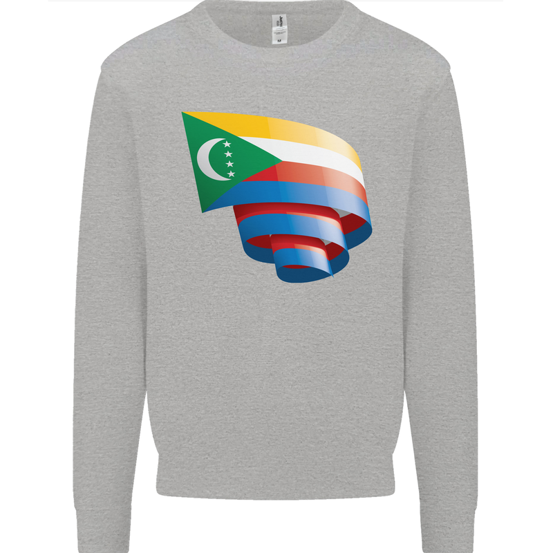 Curled Comoros Flag Comorian Day Football Kids Sweatshirt Jumper Sports Grey