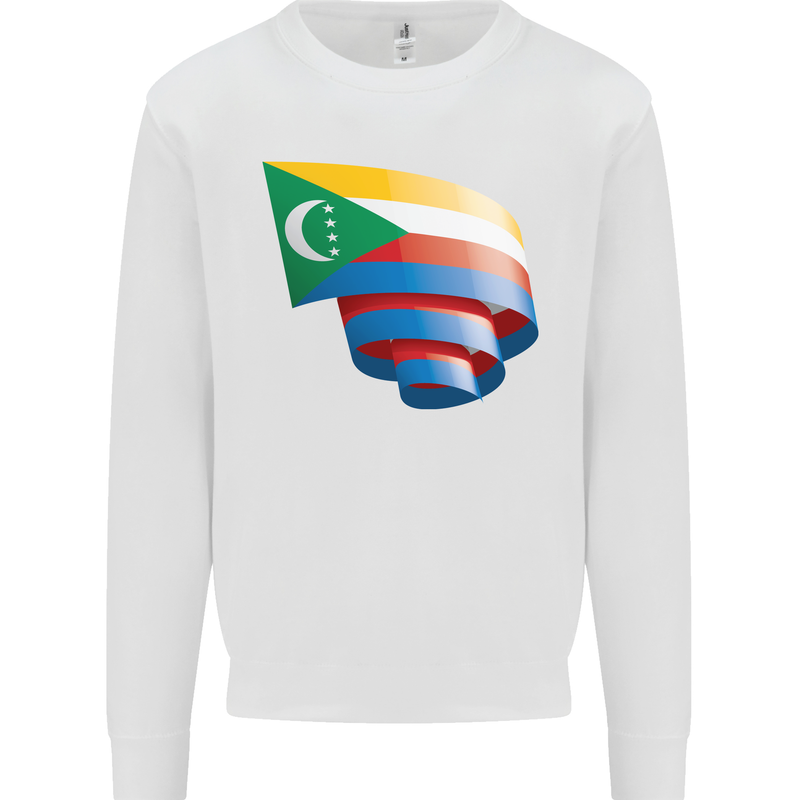 Curled Comoros Flag Comorian Day Football Kids Sweatshirt Jumper White
