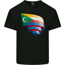 Curled Comoros Flag Comorian Day Football Kids T-Shirt Childrens Black
