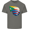 Curled Comoros Flag Comorian Day Football Kids T-Shirt Childrens Charcoal