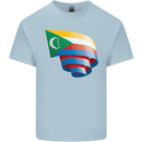Curled Comoros Flag Comorian Day Football Kids T-Shirt Childrens Light Blue