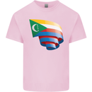 Curled Comoros Flag Comorian Day Football Kids T-Shirt Childrens Light Pink