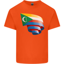 Curled Comoros Flag Comorian Day Football Kids T-Shirt Childrens Orange