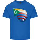Curled Comoros Flag Comorian Day Football Kids T-Shirt Childrens Royal Blue