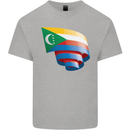 Curled Comoros Flag Comorian Day Football Kids T-Shirt Childrens Sports Grey