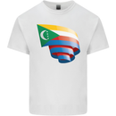 Curled Comoros Flag Comorian Day Football Kids T-Shirt Childrens White