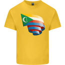 Curled Comoros Flag Comorian Day Football Kids T-Shirt Childrens Yellow