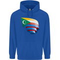 Curled Comoros Flag Comorian Day Football Mens 80% Cotton Hoodie Royal Blue