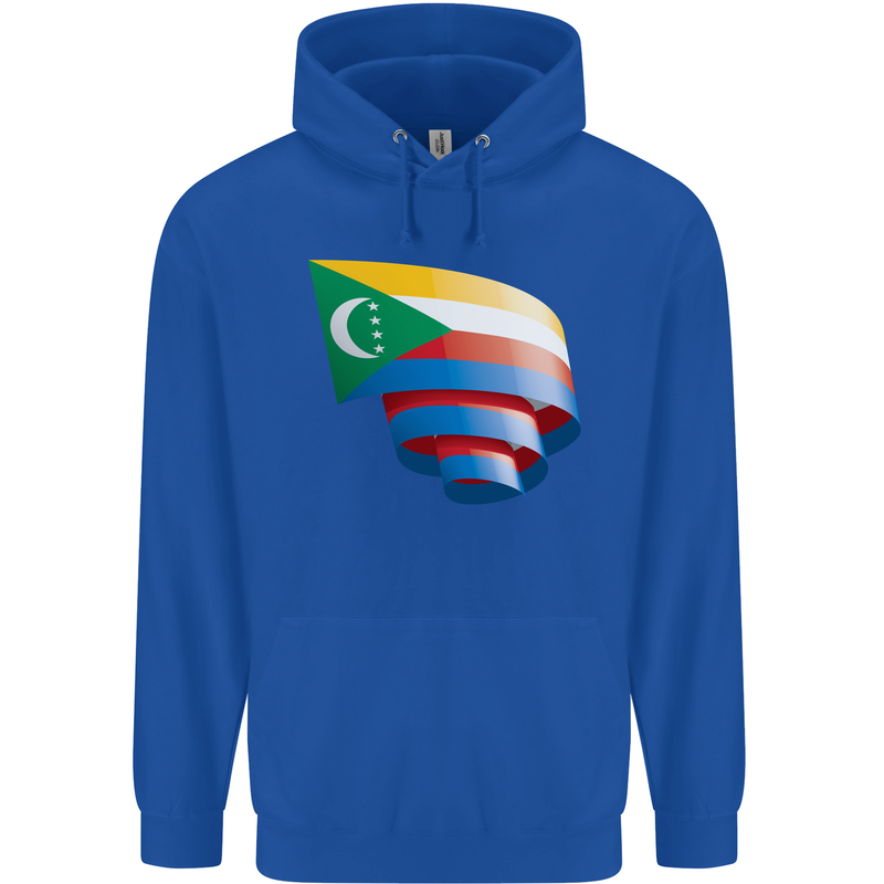 Curled Comoros Flag Comorian Day Football Mens 80% Cotton Hoodie Royal Blue