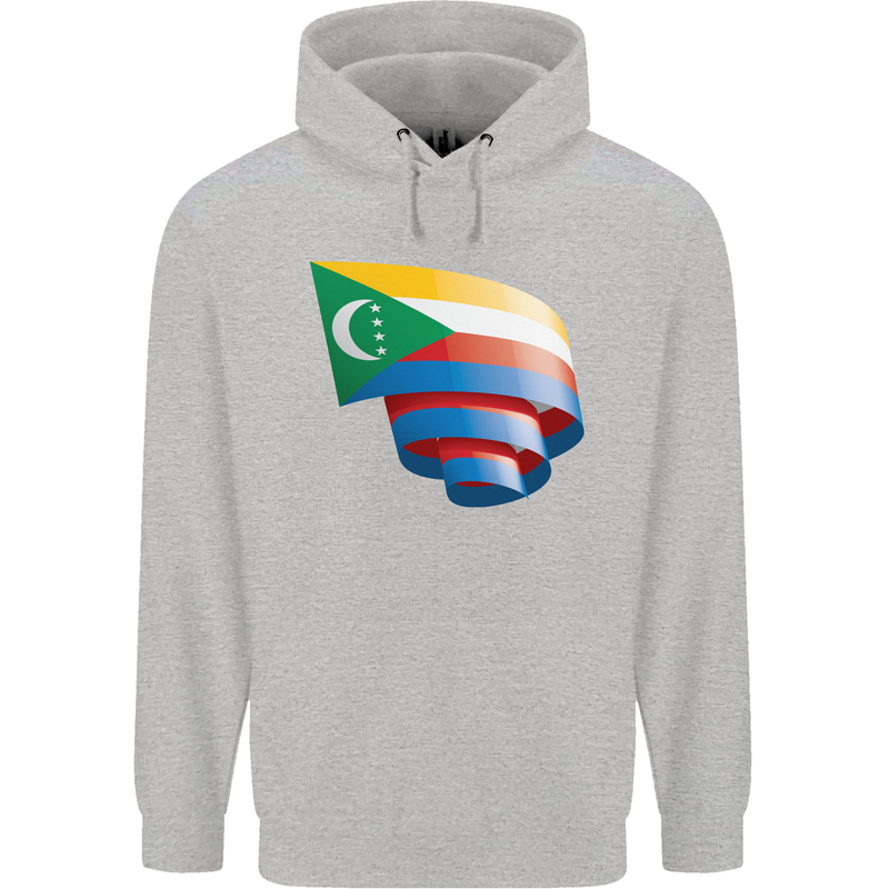 Curled Comoros Flag Comorian Day Football Mens 80% Cotton Hoodie Sports Grey