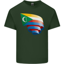 Curled Comoros Flag Comorian Day Football Mens Cotton T-Shirt Tee Top Forest Green