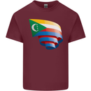 Curled Comoros Flag Comorian Day Football Mens Cotton T-Shirt Tee Top Maroon