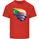 Curled Comoros Flag Comorian Day Football Mens Cotton T-Shirt Tee Top Red