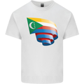 Curled Comoros Flag Comorian Day Football Mens Cotton T-Shirt Tee Top White