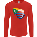 Curled Comoros Flag Comorian Day Football Mens Long Sleeve T-Shirt Red