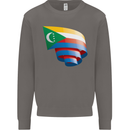 Curled Comoros Flag Comorian Day Football Mens Sweatshirt Jumper Charcoal
