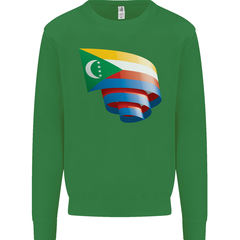 Curled Comoros Flag Comorian Day Football Mens Sweatshirt Jumper Irish Green