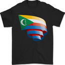 Curled Comoros Flag Comorian Day Football Mens T-Shirt 100% Cotton Black