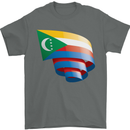 Curled Comoros Flag Comorian Day Football Mens T-Shirt 100% Cotton Charcoal