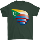 Curled Comoros Flag Comorian Day Football Mens T-Shirt 100% Cotton Forest Green