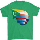 Curled Comoros Flag Comorian Day Football Mens T-Shirt 100% Cotton Irish Green