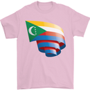 Curled Comoros Flag Comorian Day Football Mens T-Shirt 100% Cotton Light Pink