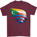 Curled Comoros Flag Comorian Day Football Mens T-Shirt 100% Cotton Maroon