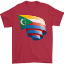 Curled Comoros Flag Comorian Day Football Mens T-Shirt 100% Cotton Red