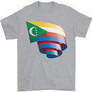 Curled Comoros Flag Comorian Day Football Mens T-Shirt 100% Cotton Sports Grey
