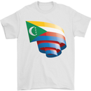 Curled Comoros Flag Comorian Day Football Mens T-Shirt 100% Cotton White