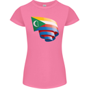 Curled Comoros Flag Comorian Day Football Womens Petite Cut T-Shirt Azalea