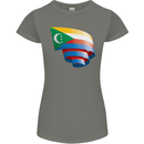 Curled Comoros Flag Comorian Day Football Womens Petite Cut T-Shirt Charcoal