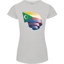 Curled Comoros Flag Comorian Day Football Womens Petite Cut T-Shirt Sports Grey