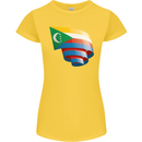 Curled Comoros Flag Comorian Day Football Womens Petite Cut T-Shirt Yellow