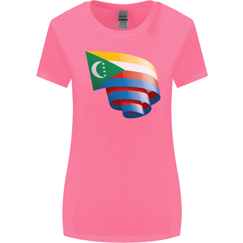 Curled Comoros Flag Comorian Day Football Womens Wider Cut T-Shirt Azalea