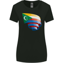 Curled Comoros Flag Comorian Day Football Womens Wider Cut T-Shirt Black