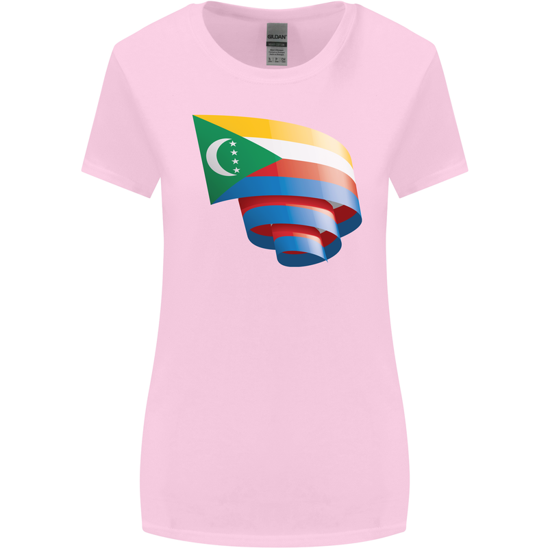 Curled Comoros Flag Comorian Day Football Womens Wider Cut T-Shirt Light Pink